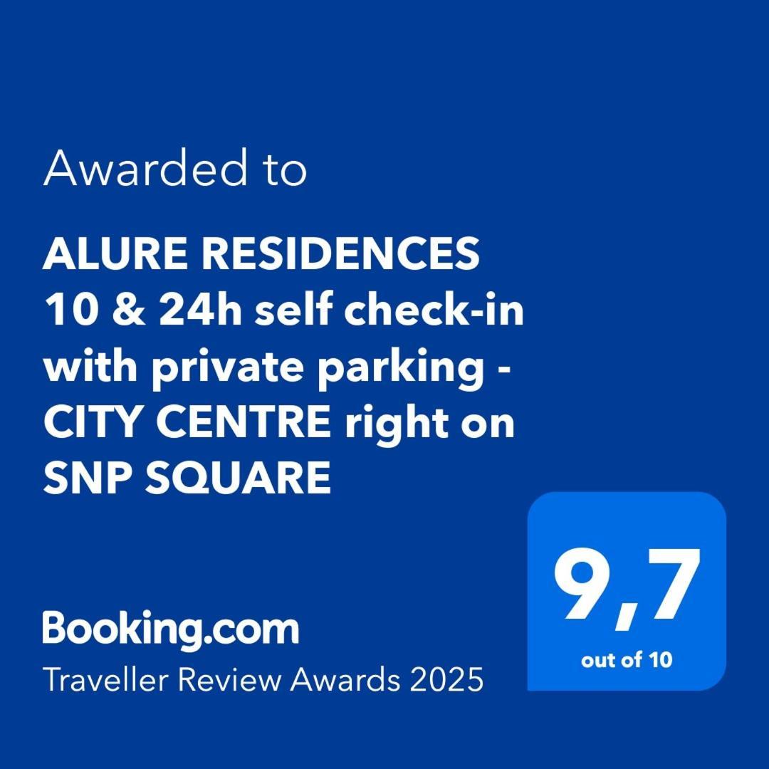 Alure Residences 10 - 24H Self Check-In & Private Parking Next To The Apartment Building Included, City Center Right On Snp Square In A Quiet Passage, New Building, Best Deal In Town Banská Bystrica Eksteriør billede